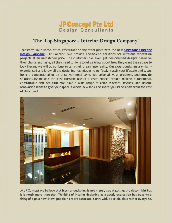 The Top Singapore’s Interior Design Company!