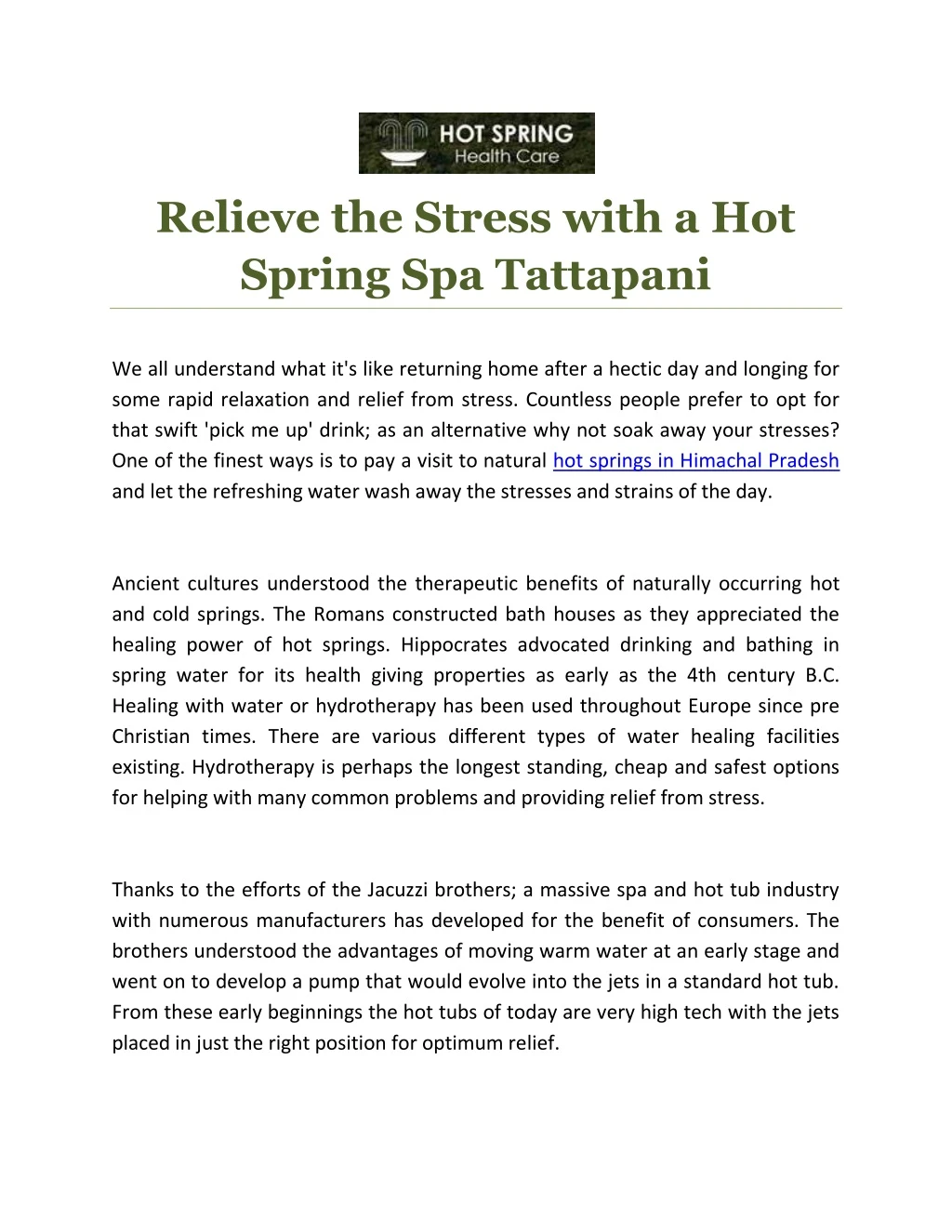 relieve the stress with a hot spring spa tattapani