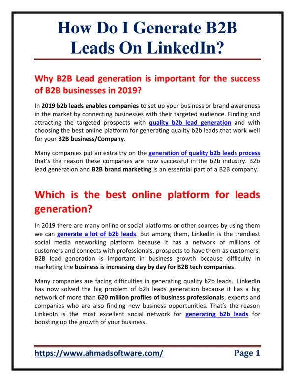 how do i generate b2b leads on linkedin