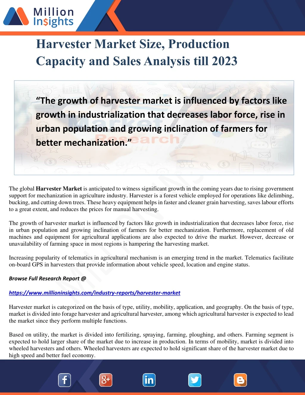 harvester market size production capacity