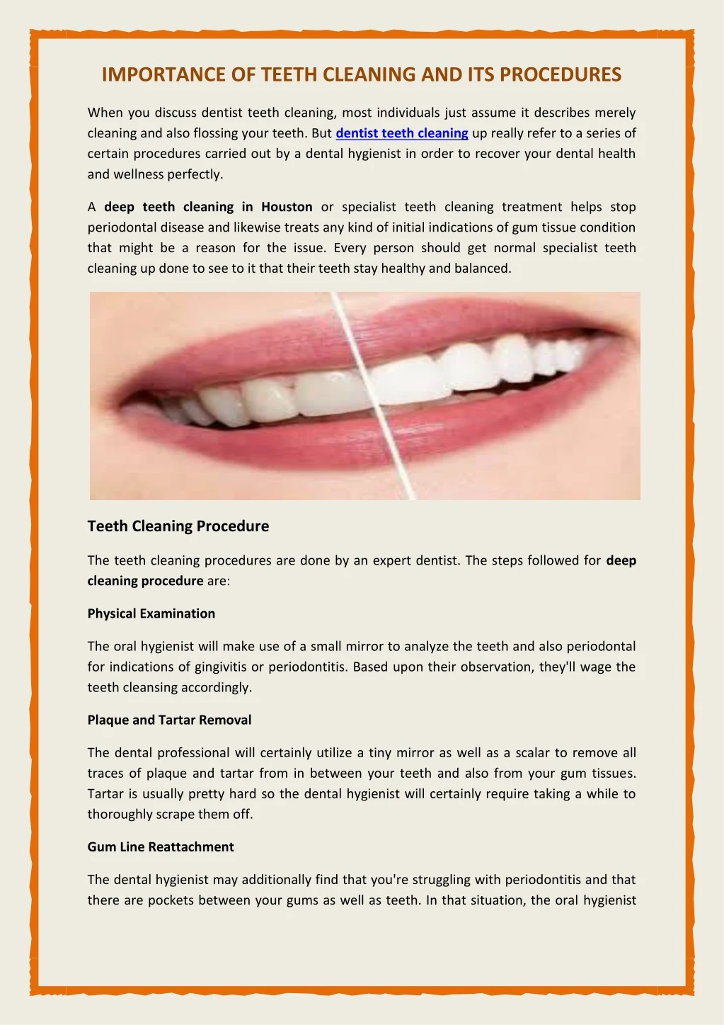 importance of teeth cleaning and its procedures