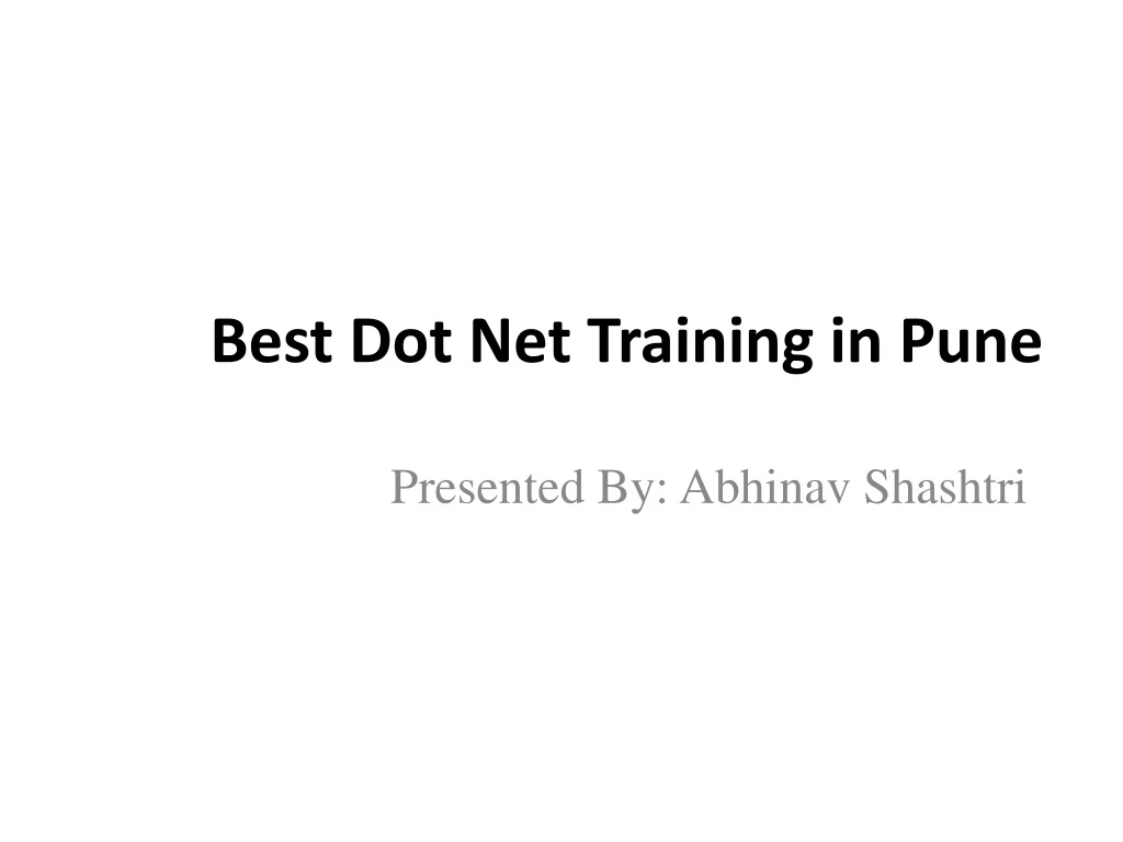best dot net training in pune
