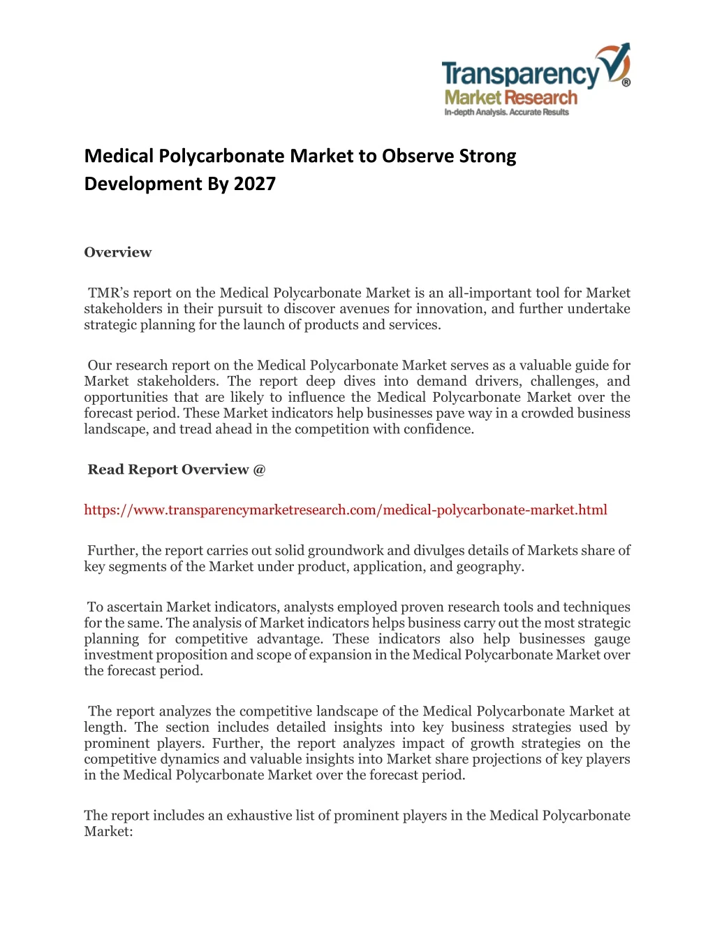 medical polycarbonate market to observe strong