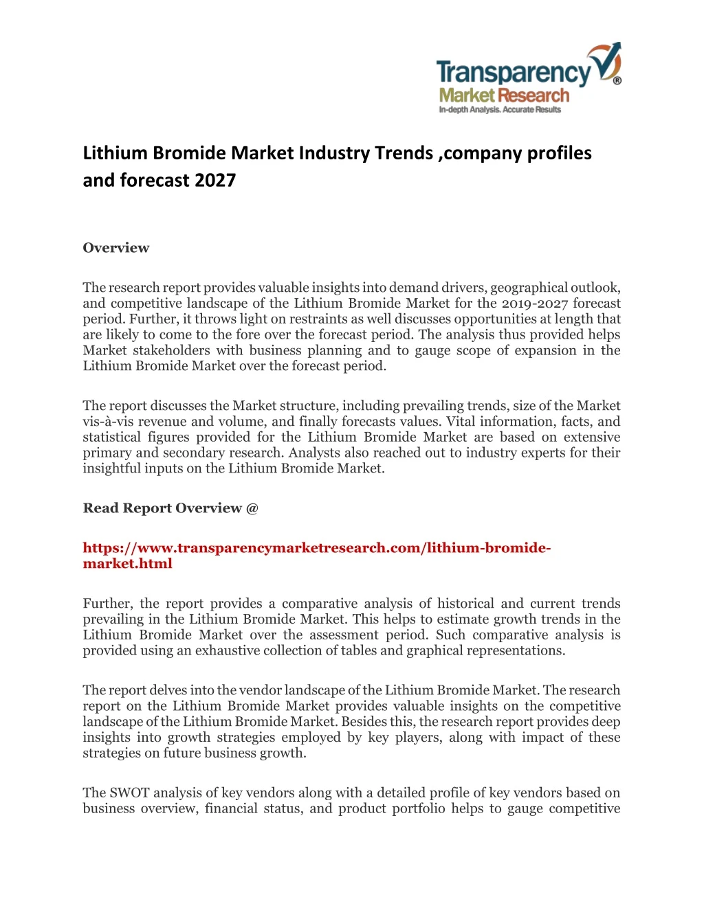 lithium bromide market industry trends company