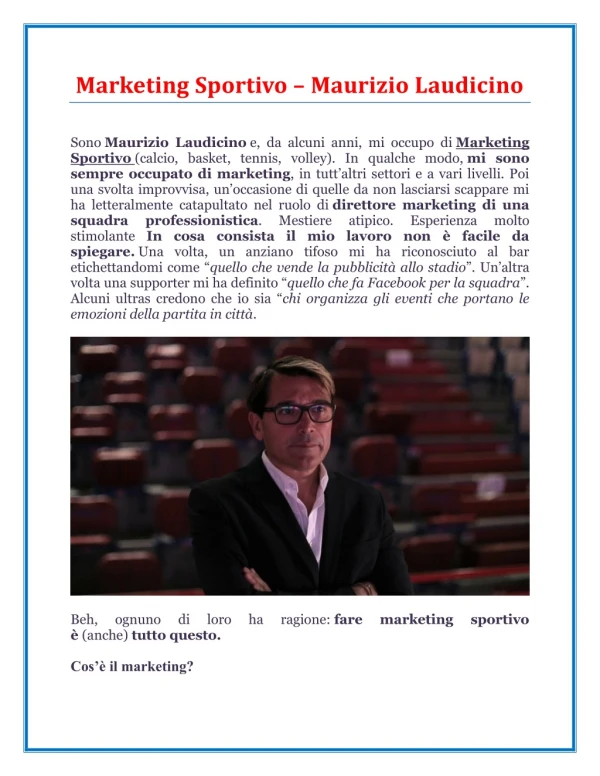 Marketing Sportivo – Maurizio Laudicino