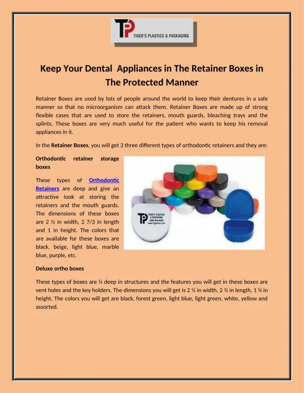 Keep Your Dental Appliances in The Retainer Boxes in The Protected Manner