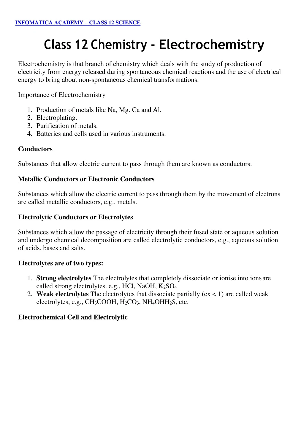 infomatica academy class 12 science class