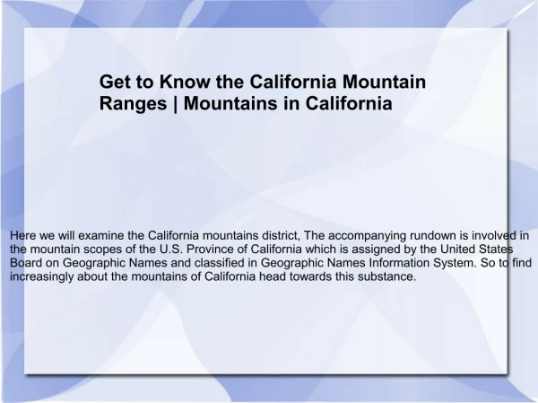 get to know the california mountain ranges