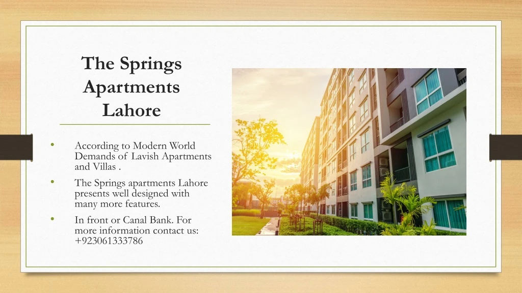 the springs apartments lahore