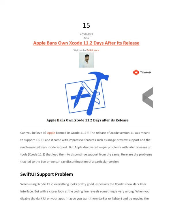 Apple Bans Own Xcode 11.2 Days After Its Release