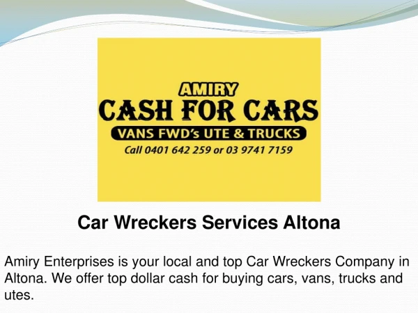 car wreckers services altona