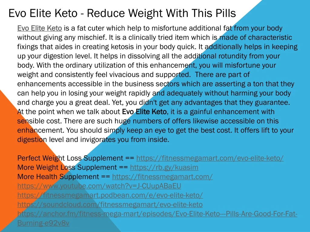 evo elite keto reduce weight with this pills