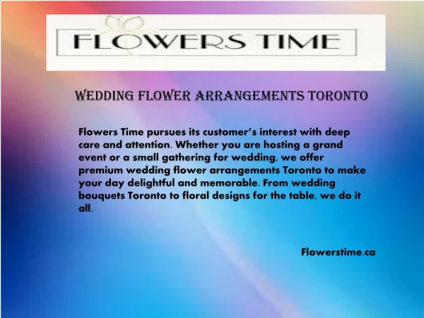 Flowerstime.ca - Wedding flower arrangements toronto