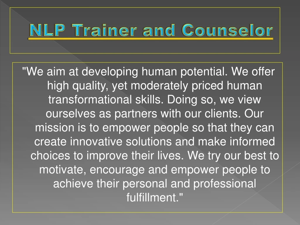 nlp trainer and counselor
