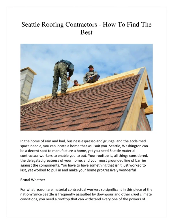 Seattle Roofing Contractors - How To Find The Best