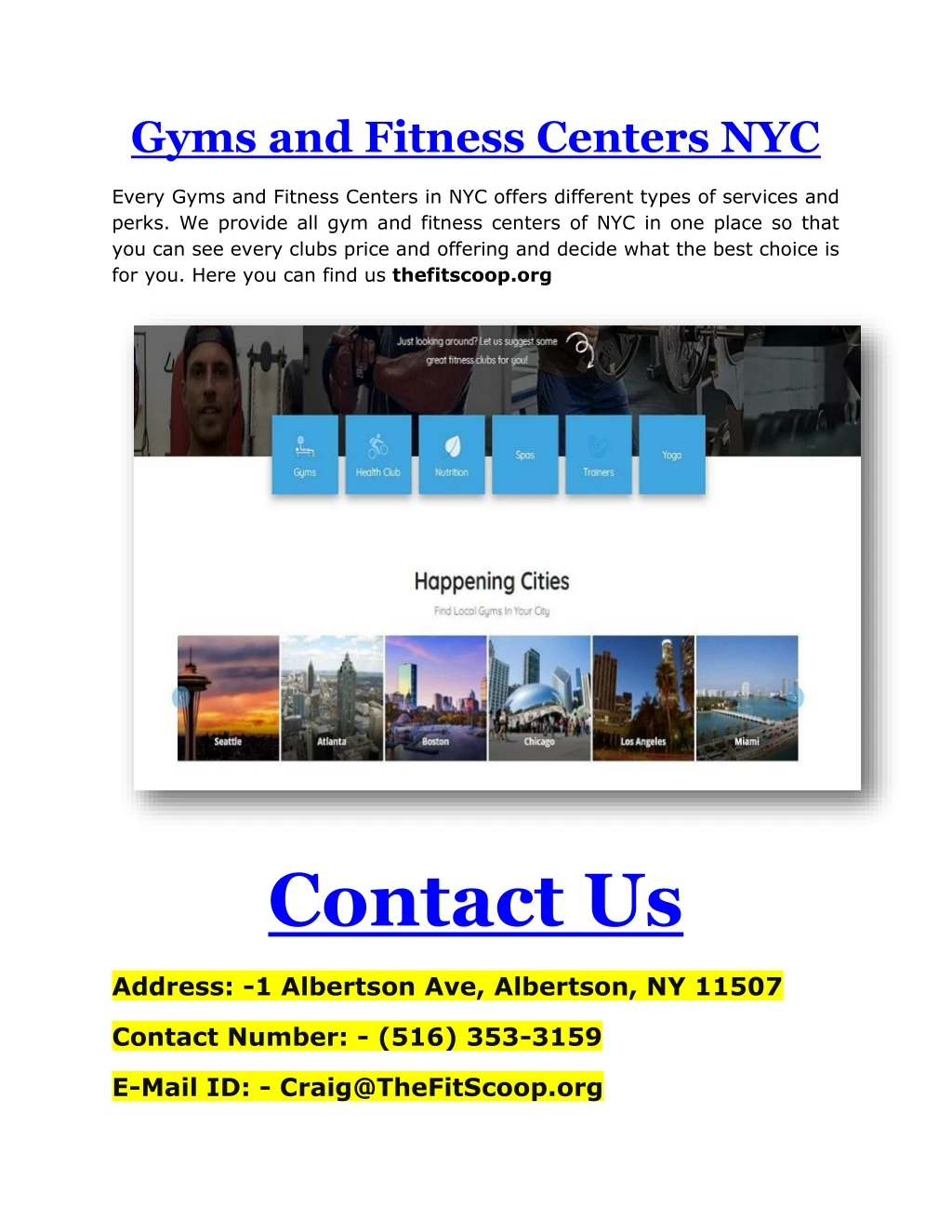 gyms and fitness centers nyc
