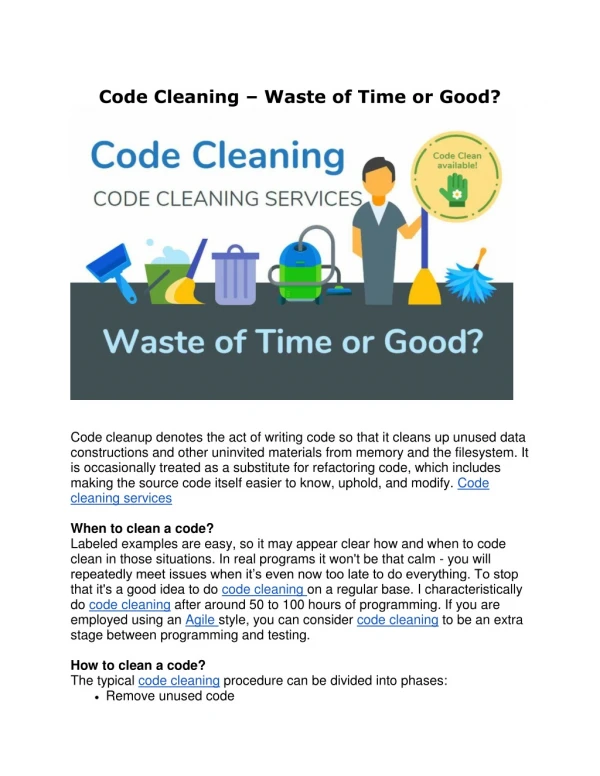 code cleaning waste of time or good