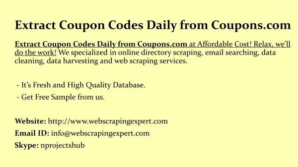 extract coupon codes daily from coupons com