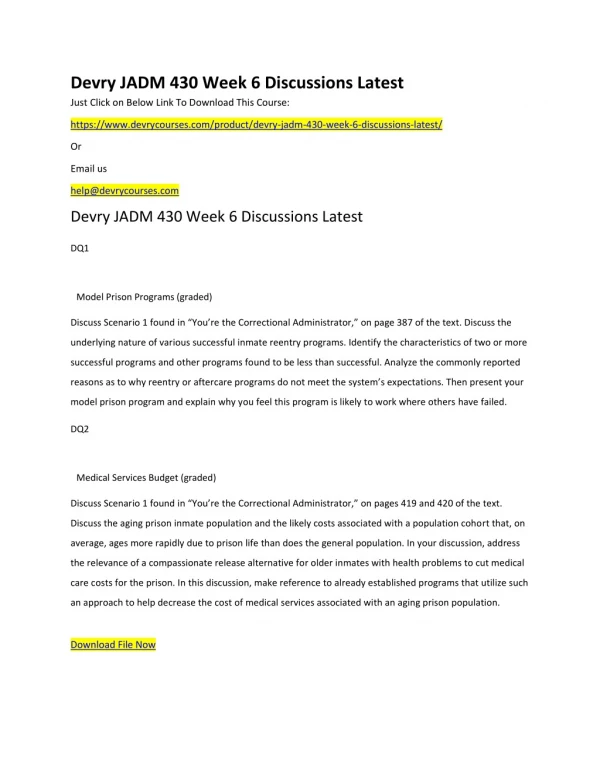 devry jadm 430 week 6 discussions latest just