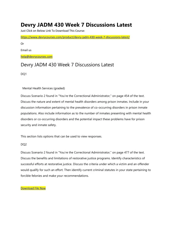 devry jadm 430 week 7 discussions latest just