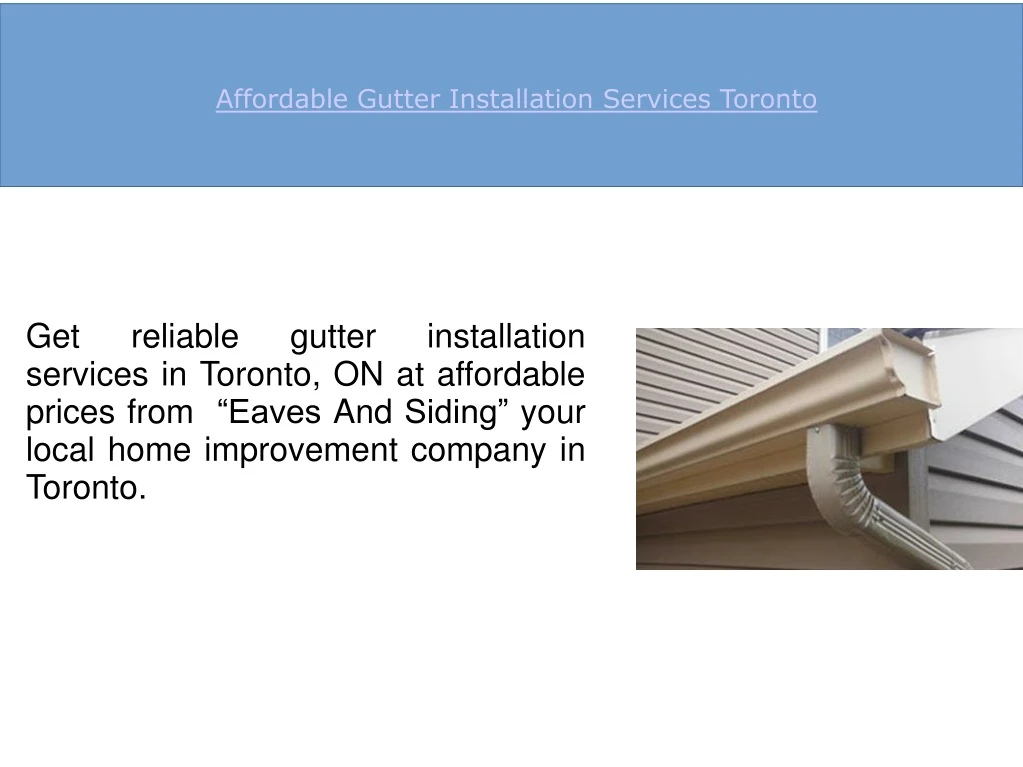 affordable gutter installation services toronto