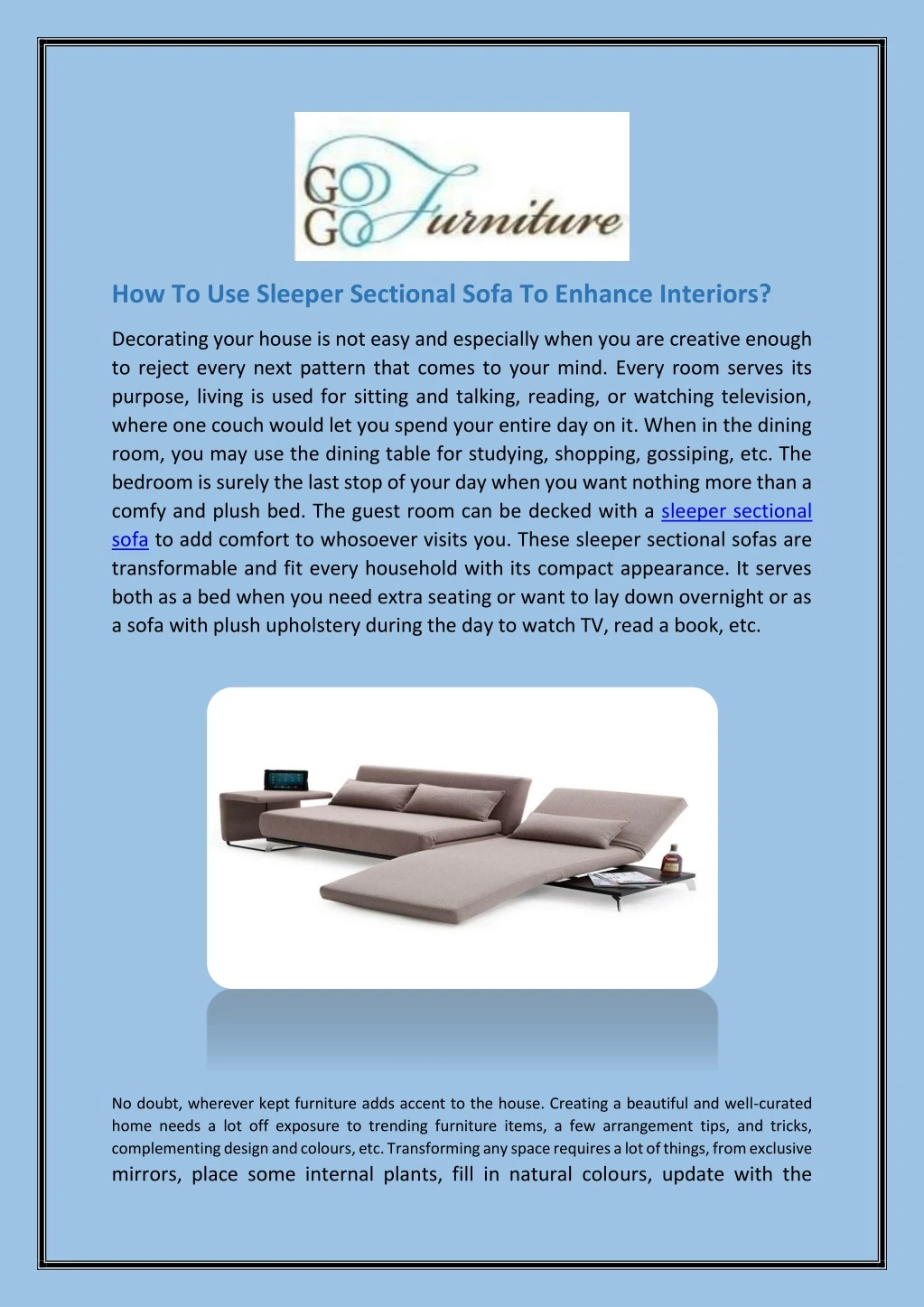 how to use sleeper sectional sofa to enhance
