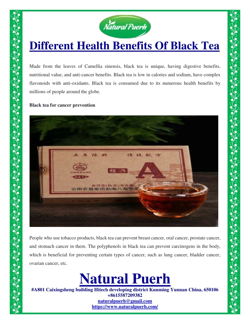 different health benefits of black tea