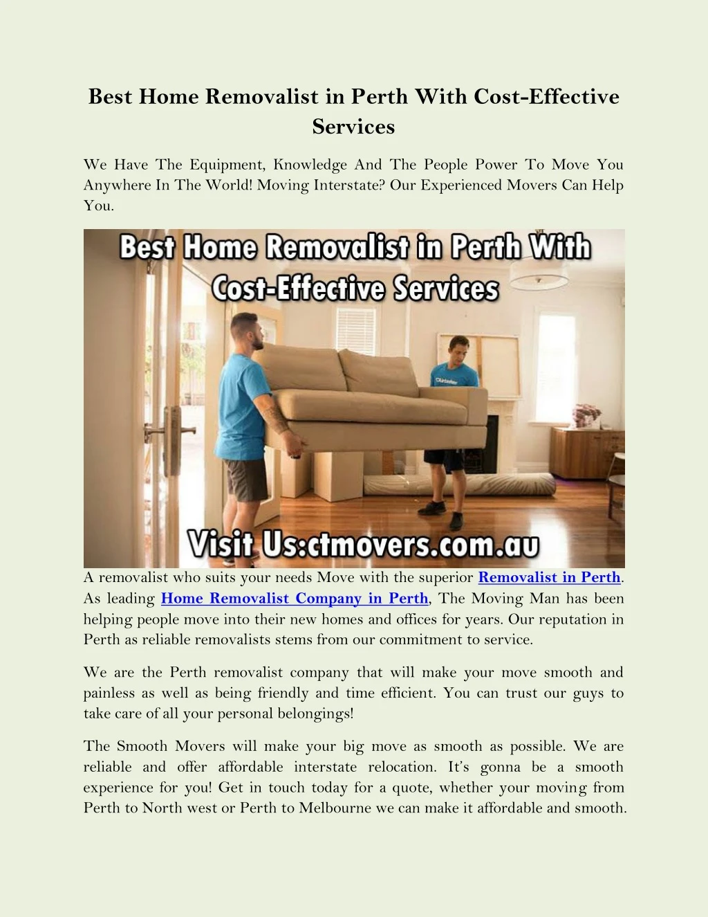 best home removalist in perth with cost effective