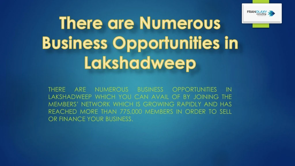 there are n umerous business opportunities in lakshadweep