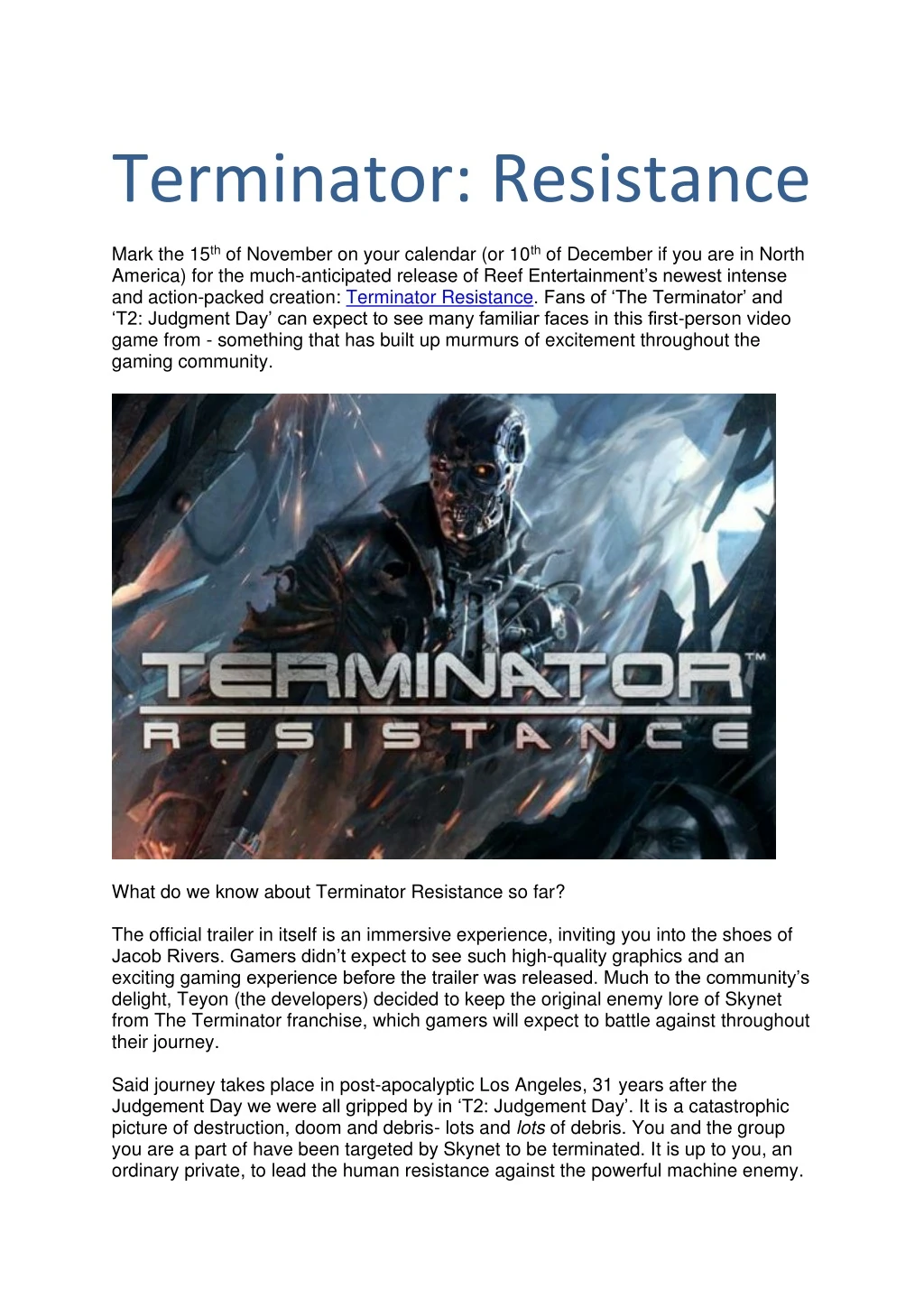 terminator resistance mark the 15 th of november