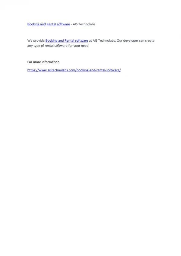 booking and rental software ais technolabs