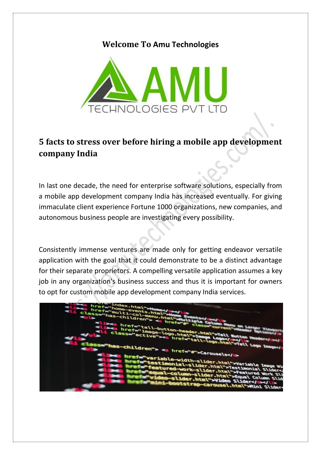 welcome to amu technologies