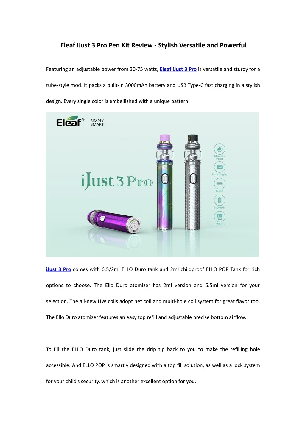 eleaf ijust 3 pro pen kit review stylish