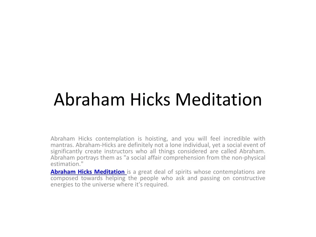 abraham hicks meditation