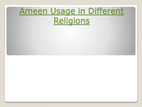 ameen usage in different religions