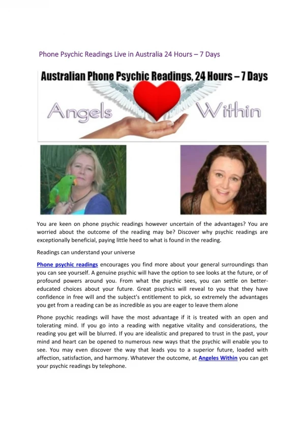 Phone Psychic Australia with Michele or Tory
