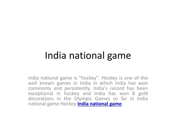 india national game