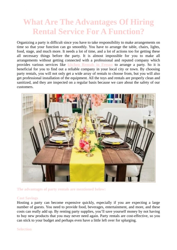 what are the advantages of hiring rental service