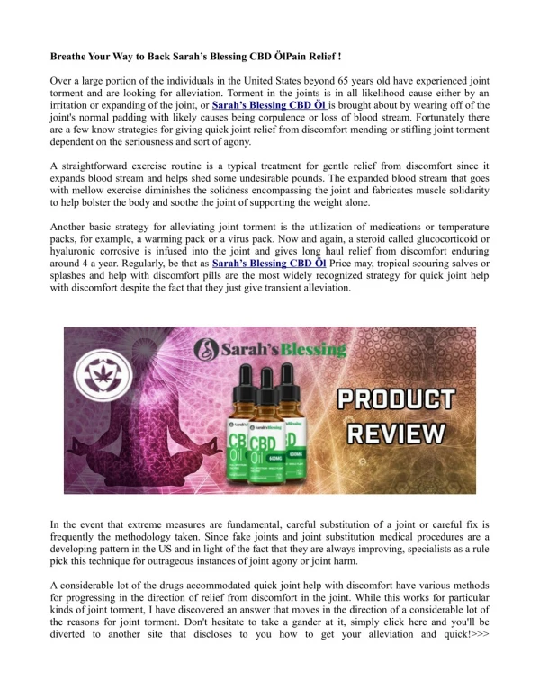 Sarah’s Blessing CBD Öl Review: Is it Really Efective ?- Health Dose Dailly!