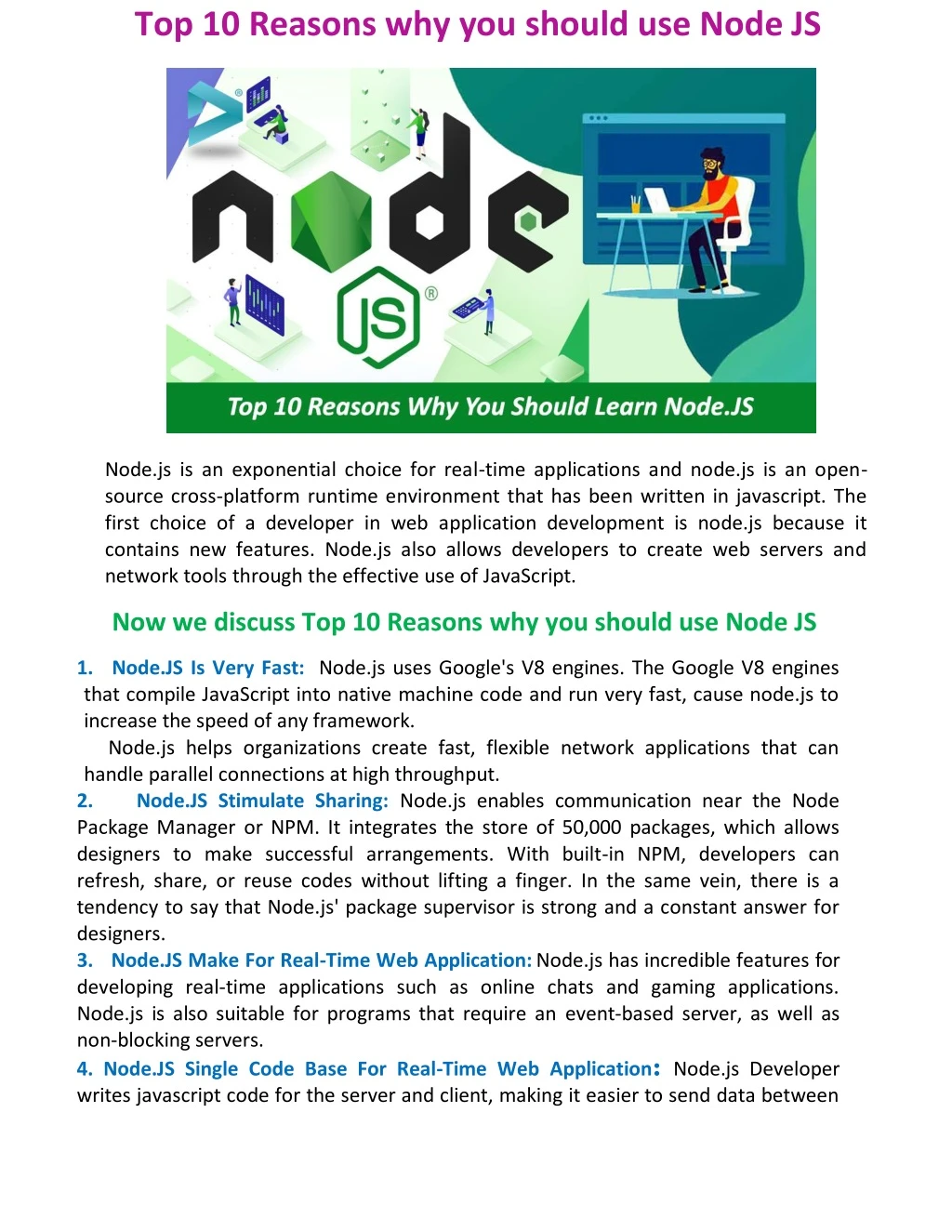 top 10 reasons why you should use node js