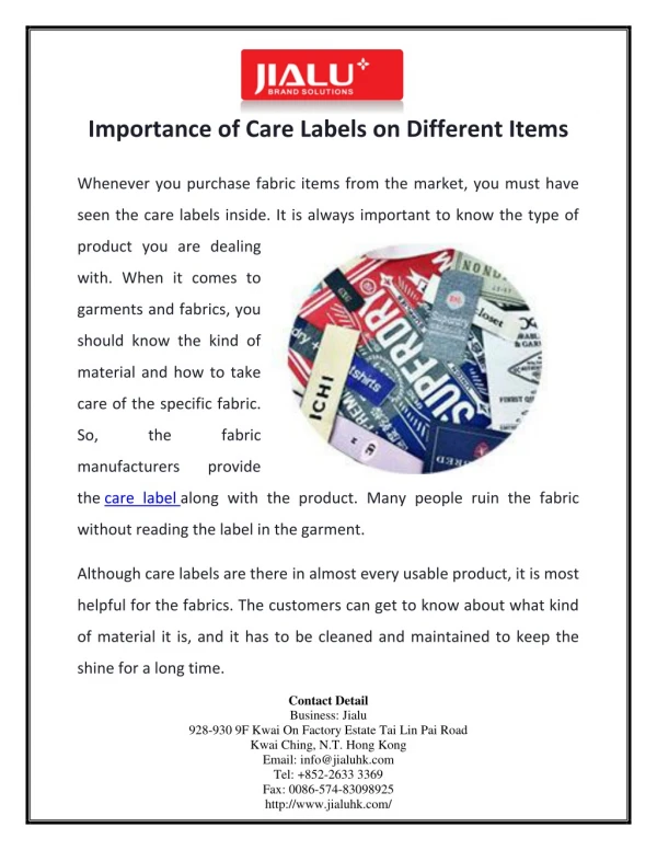 Importance of Care Labels on Different Items