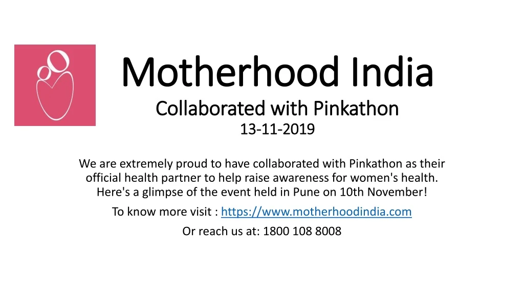 motherhood india c ollaborated with pinkathon 13 11 2019