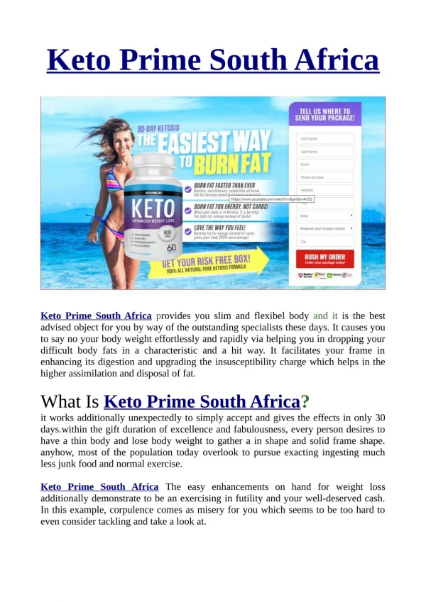 Keto Prime South Africa : Review, Price, Where to Buy