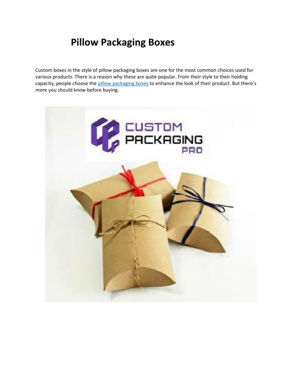 pillow packaging boxes