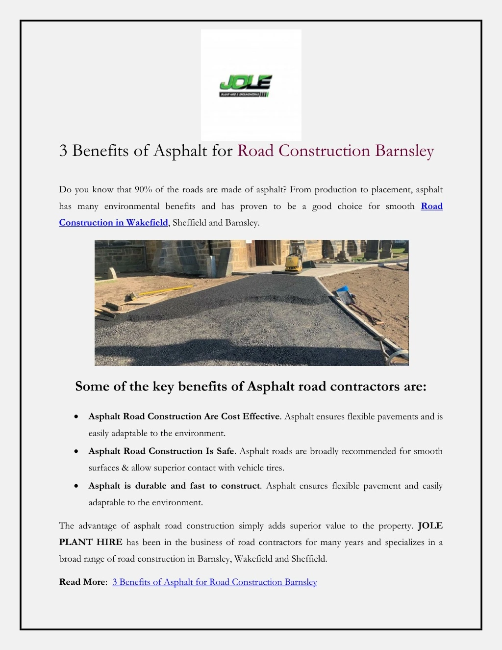 3 benefits of asphalt for road construction