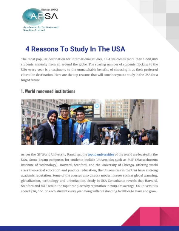 4 Reasons To Study In The USA