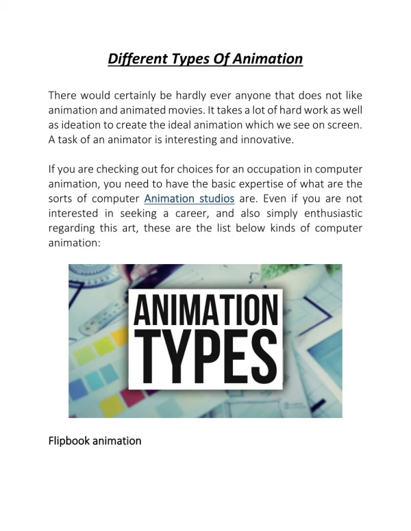 different types of animation there would