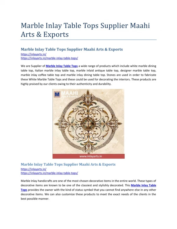marble inlay table tops supplier maahi arts