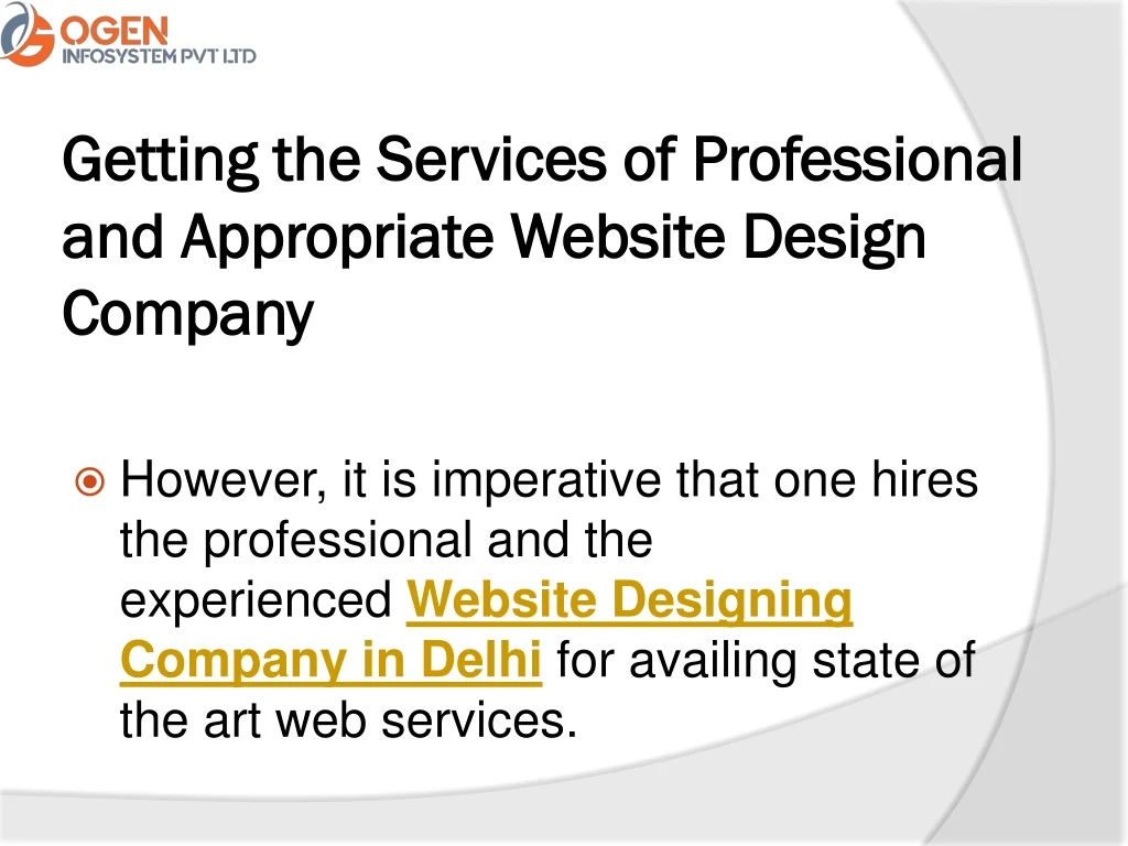 getting the services of professional and appropriate website design company