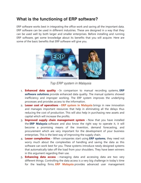 what is the functioning of erp software